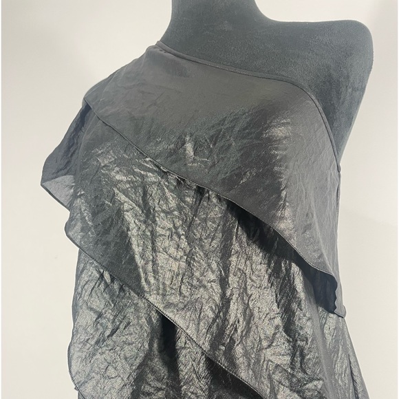 BCBG Maxazaria XS Black One Shoulder, tiered, 6 tier ruffle dress - Picture 6 of 10